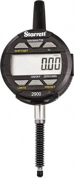 Starrett - 25mm Max Measurement, 0.01mm Graduation, Electronic Drop Indicator - Accurate to 0.03mm, Metric System, LCD Display - Apex Tool & Supply