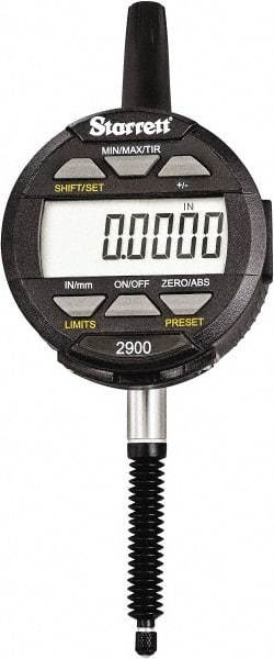Starrett - 1" Max Measurement, 0.0005" Graduation, Electronic Drop Indicator - Accurate to 0.001", Inch & Metric System, LCD Display - Apex Tool & Supply