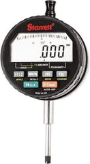 Starrett - 1" Max Measurement, 0.00005, 0.0001, 0.0005 & 0.001" Graduation, Electronic Drop Indicator - Accurate to 0.0001", Inch & Metric System, LCD Display - Apex Tool & Supply