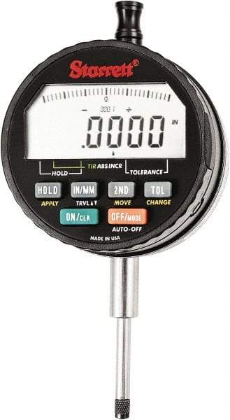 Starrett - 1" Max Measurement, 0.00005" Graduation, Electronic Drop Indicator - Accurate to 0.0001", Inch & Metric System, LCD Display - Apex Tool & Supply