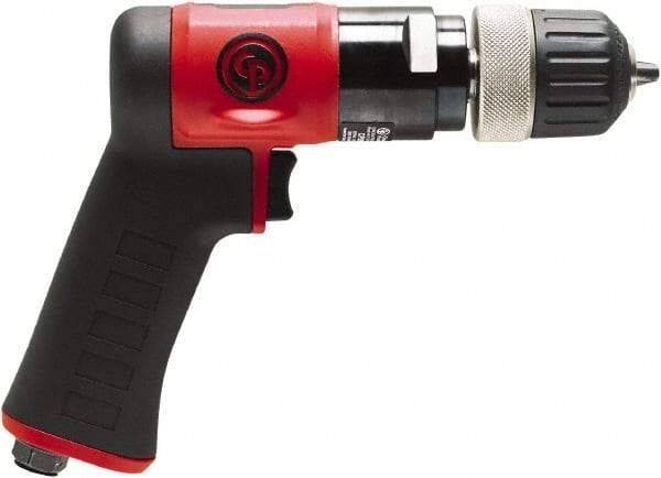Chicago Pneumatic - 3/8" Keyless Chuck - Pistol Grip Handle, 3,000 RPM, 0.6 hp, 90 psi - Apex Tool & Supply