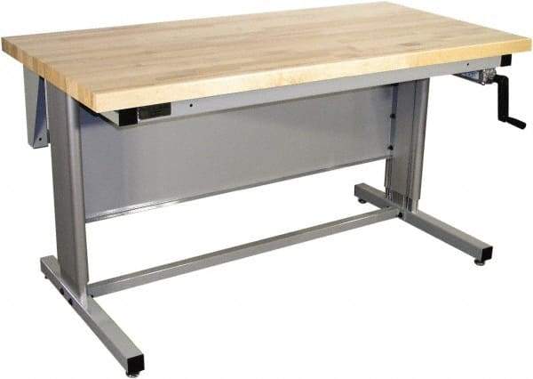 Proline - 72 Wide x 30" Deep x 42" High, Maple Workbench - Adjustable Height Legs, Gray - Apex Tool & Supply