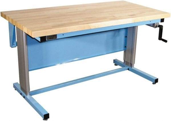 Proline - 72 Wide x 30" Deep x 42" High, Maple Workbench - Adjustable Height Legs, Blue - Apex Tool & Supply