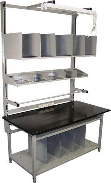 Proline - 60 Wide x 30" Deep x 36" High, Chem-Guard Workbench - Adjustable Height Legs, Gray - Apex Tool & Supply
