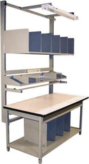 Proline - 72 Wide x 30" Deep x 36" High, Plastic Laminate Workbench - T-Molded Edge, Adjustable Height Legs, Gray - Apex Tool & Supply