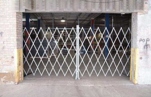 Illinois Engineered Products - 78" High Bi-Parting Folding Gates - Galvanized Steel, Silver - Apex Tool & Supply