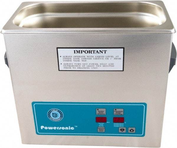 CREST ULTRASONIC - Bench Top Water-Based Ultrasonic Cleaner - 1 Gal Max Operating Capacity, Stainless Steel Tank, 11-5/8" High x 11-1/2" Long x 6-3/8" Wide, 230 Input Volts - Apex Tool & Supply