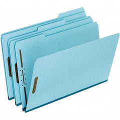 Pendaflex - 8-1/2 x 14", Legal, Blue, Classification Folders with Top Tab Fastener - 25 Point Stock, Assorted Tab Cut Location - Apex Tool & Supply