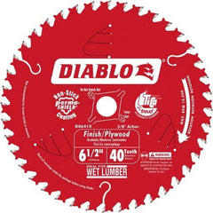Freud - 6-1/2" Diam, 5/8" Arbor Hole Diam, 40 Tooth Wet & Dry Cut Saw Blade - Carbide-Tipped, Finishing Action, Standard Round Arbor - Apex Tool & Supply