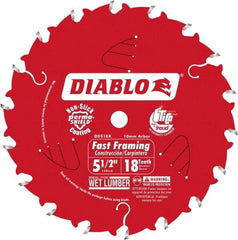 Freud - 5-1/2" Diam, 10mm Arbor Hole Diam, 18 Tooth Wet & Dry Cut Saw Blade - Carbide-Tipped, Framing Action, Standard Round Arbor - Apex Tool & Supply