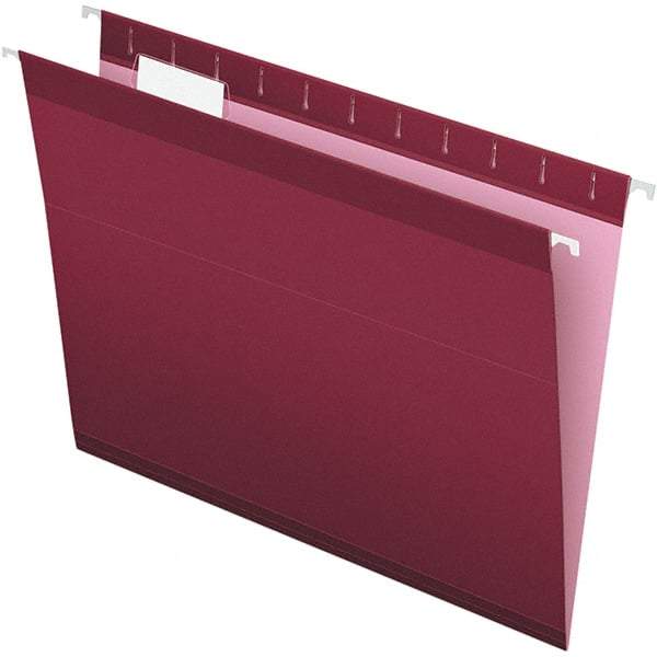 Pendaflex - 8-1/2 x 11", Letter Size, Burgundy, Hanging File Folder - 11 Point Stock, 1/5 Tab Cut Location - Apex Tool & Supply