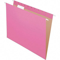 Pendaflex - 8-1/2 x 11", Letter Size, Pink, Hanging File Folder - 11 Point Stock, 1/5 Tab Cut Location - Apex Tool & Supply