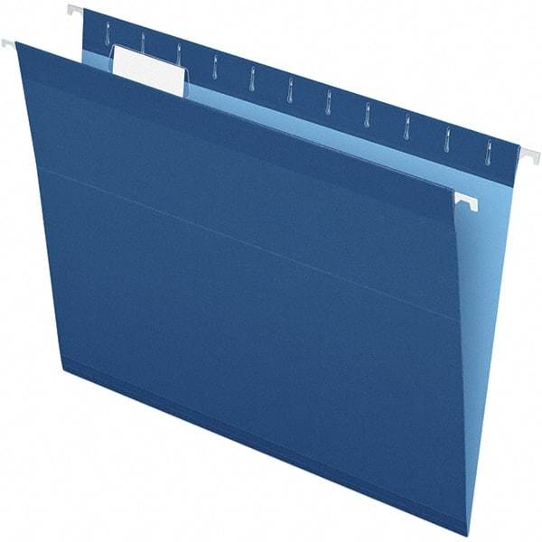Pendaflex - 8-1/2 x 11", Letter Size, Navy, Hanging File Folder - 11 Point Stock, 1/5 Tab Cut Location - Apex Tool & Supply