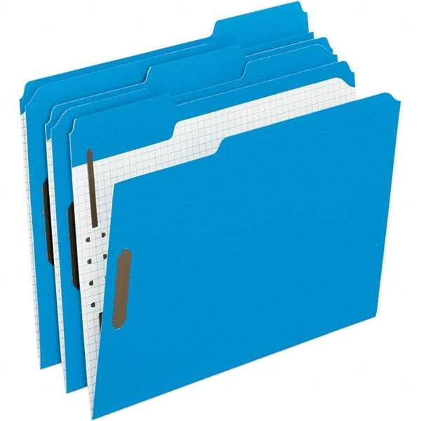 Pendaflex - 11-5/8 x 9-1/2", Letter Size, Blue, File Folders with Top Tab - 11 Point Stock, Assorted Tab Cut Location - Apex Tool & Supply