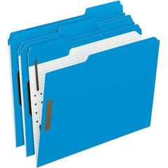 Pendaflex - 11-5/8 x 9-1/2", Letter Size, Blue, File Folders with Top Tab - 11 Point Stock, Assorted Tab Cut Location - Apex Tool & Supply
