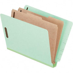 Pendaflex - 8-1/2 x 11", Letter Size, Pale Green, Classification Folders with End Tab Fastener - 25 Point Stock, End Tab Cut Location - Apex Tool & Supply