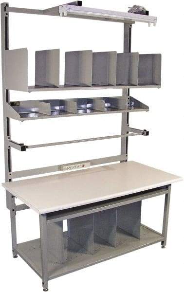 Proline - 60 Wide x 30" Deep x 36" High, Static Dissipative Workbench - Bull Nose Edge, Adjustable Height Legs, Gray - Apex Tool & Supply