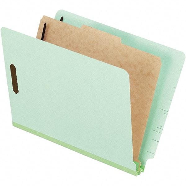 Pendaflex - 8-1/2 x 11", Letter Size, Pale Green, Classification Folders with Top Tab Fastener - 25 Point Stock, End Tab Cut Location - Apex Tool & Supply