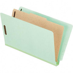 Pendaflex - 8-1/2 x 14", Legal, Pale Green, Classification Folders with End Tab Fastener - 25 Point Stock, End Tab Cut Location - Apex Tool & Supply
