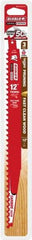 Freud - 12" Long x 1" Thick, Carbide Reciprocating Saw Blade - Tapered Profile, 3 TPI, Toothed Edge, Tang Shank - Apex Tool & Supply