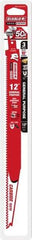 Freud - 12" Long x 1" Thick, Carbide Reciprocating Saw Blade - Tapered Profile, 9 TPI, Toothed Edge, Tang Shank - Apex Tool & Supply