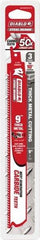 Freud - 9" Long x 1" Thick, Carbide Reciprocating Saw Blade - Straight Profile, 8 TPI, Toothed Edge, Tang Shank - Apex Tool & Supply