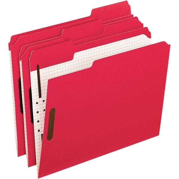 Pendaflex - 11-5/8 x 9-1/2", Letter Size, Red, File Folders with Top Tab - 11 Point Stock, Assorted Tab Cut Location - Apex Tool & Supply