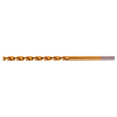 6.00mm RHS / RHC HSS-CO 8% (M42) 135 Degree Split Point Q-Cobalt Wide Land Parabolic Taper Length Drill - TiN - Exact Industrial Supply