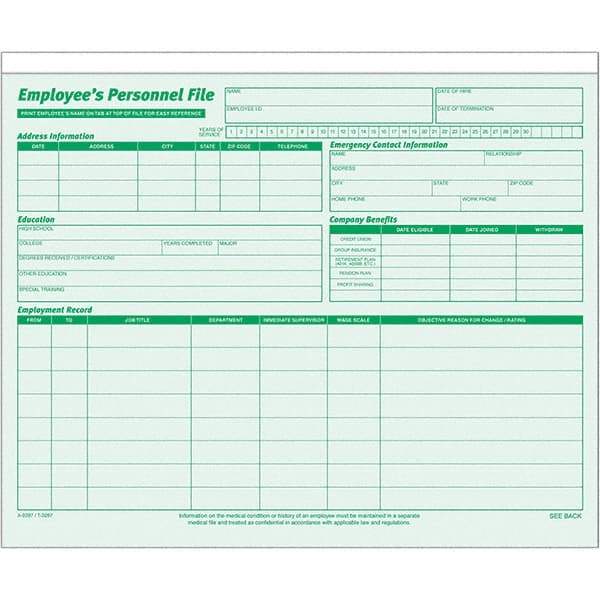 TOPS - 11-3/4 x 9-1/4", Letter Size, Green, File Folders with Top Tab - Straight Tab Cut Location - Apex Tool & Supply