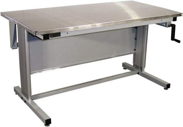 Proline - 60 Wide x 30" Deep x 42" High, Stainless Steel Workbench - Adjustable Height Legs, Gray - Apex Tool & Supply