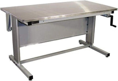 Proline - 60 Wide x 30" Deep x 42" High, Stainless Steel Workbench - Adjustable Height Legs, Gray - Apex Tool & Supply