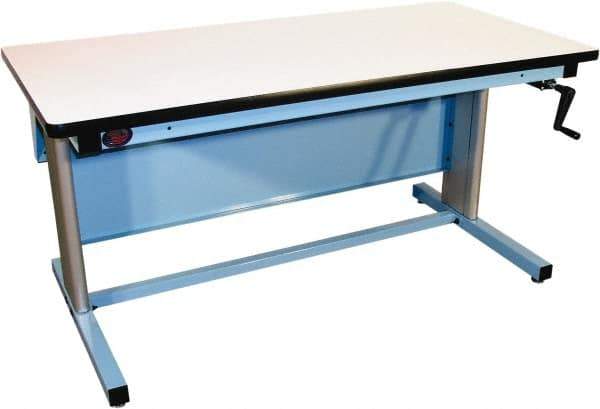 Proline - 60 Wide x 30" Deep x 42" High, Plastic Laminate Workbench - T-Molded Edge, Adjustable Height Legs, Blue - Apex Tool & Supply