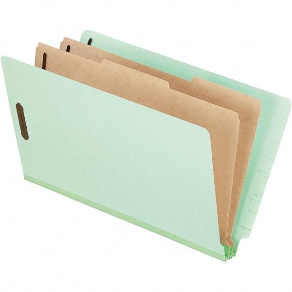Pendaflex - 8-1/2 x 14", Legal, Pale Green, Classification Folders with End Tab Fastener - 25 Point Stock, End Tab Cut Location - Apex Tool & Supply