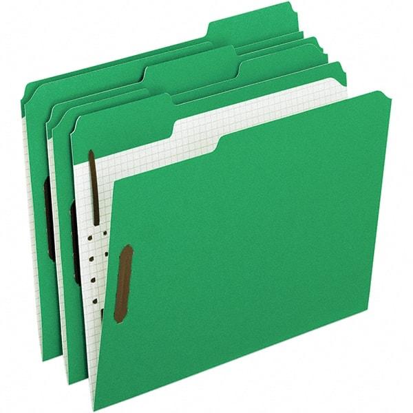 Pendaflex - 11-5/8 x 9-1/2", Letter Size, Green, File Folders with Top Tab - 11 Point Stock, Assorted Tab Cut Location - Apex Tool & Supply