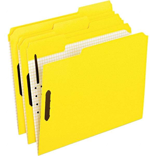 Pendaflex - 11-5/8 x 9-1/2", Letter Size, Yellow, File Folders with Top Tab - 11 Point Stock, Assorted Tab Cut Location - Apex Tool & Supply
