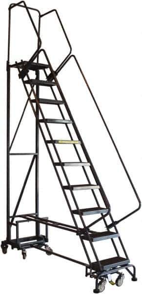 Ballymore - 90" 9 Step Ladder - Rolling Safety Ladder, 450 Lb Capacity, 90" Platform Height, 26" Base Width x 63" Base Depth, Abrasive Mat Tread - Apex Tool & Supply