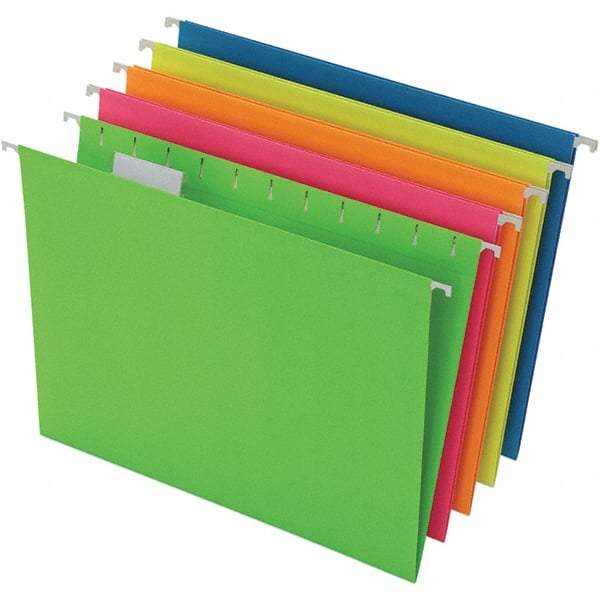 Pendaflex - 8-1/2 x 11", Letter Size, Assorted Colors, Hanging File Folder - 11 Point Stock, 1/5 Tab Cut Location - Apex Tool & Supply