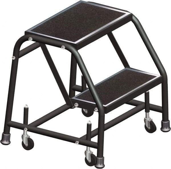 Ballymore - 19" 2 Step Ladder - Rolling Safety Ladder, 450 Lb Capacity, 19" Platform Height, 30" Base Width x 19" Base Depth, Serrated - Apex Tool & Supply