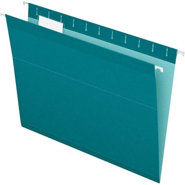 Pendaflex - 8-1/2 x 11", Letter Size, Teal, Hanging File Folder - 11 Point Stock, 1/5 Tab Cut Location - Apex Tool & Supply
