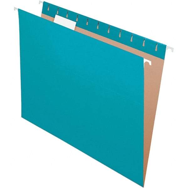 Pendaflex - 8-1/2 x 11", Letter Size, Teal, Hanging File Folder - 11 Point Stock, 1/5 Tab Cut Location - Apex Tool & Supply
