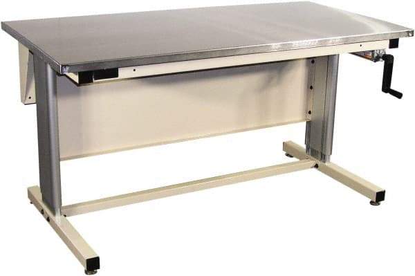Proline - 72 Wide x 30" Deep x 42" High, Stainless Steel Workbench - Adjustable Height Legs, Beige - Apex Tool & Supply