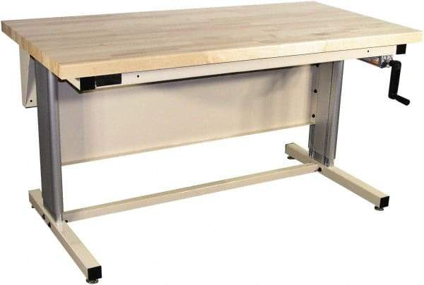 Proline - 60 Wide x 30" Deep x 42" High, Maple Workbench - Adjustable Height Legs, Beige - Apex Tool & Supply