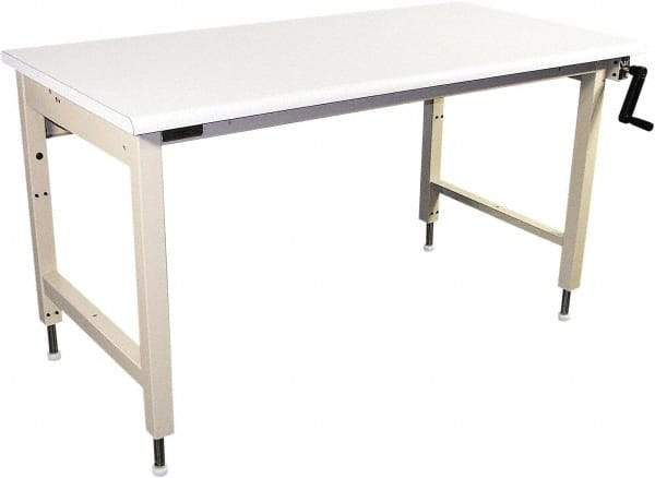 Proline - 72 Wide x 30" Deep x 42" High, Plastic Laminate Workbench - Adjustable Height Legs, Beige - Apex Tool & Supply