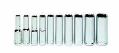 10 Piece - 1/4" Drive - 6 Point - Deep - Socket Set on Clip Rail SAE - Apex Tool & Supply