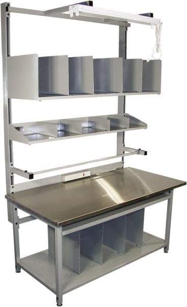 Proline - 72 Wide x 30" Deep x 36" High, Stainless Steel Workbench - Adjustable Height Legs, Gray - Apex Tool & Supply