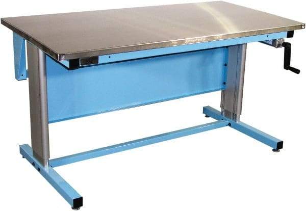 Proline - 72 Wide x 30" Deep x 42" High, Stainless Steel Workbench - Adjustable Height Legs, Blue - Apex Tool & Supply