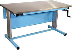 Proline - 72 Wide x 30" Deep x 42" High, Stainless Steel Workbench - Adjustable Height Legs, Blue - Apex Tool & Supply