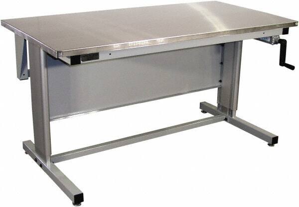 Proline - 72 Wide x 30" Deep x 42" High, Stainless Steel Workbench - Adjustable Height Legs, Gray - Apex Tool & Supply