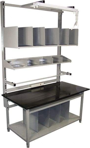Proline - 60 Wide x 30" Deep x 36" High, Epoxy Resin Workbench - Adjustable Height Legs, Gray - Apex Tool & Supply
