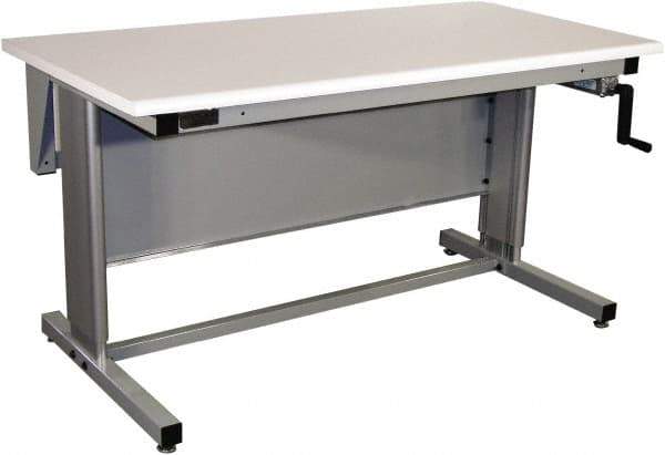 Proline - 60 Wide x 30" Deep x 42" High, Plastic Laminate Workbench - Bull Nose Edge, Adjustable Height Legs, Gray - Apex Tool & Supply